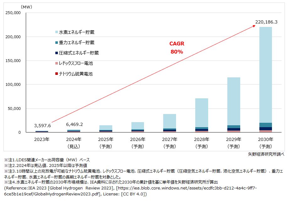 長期エネルギー貯蔵（LDES）の世界市場規模推移・予測